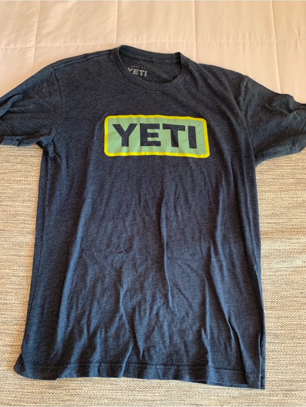 Yeti Small Heather Navy Logo Tee